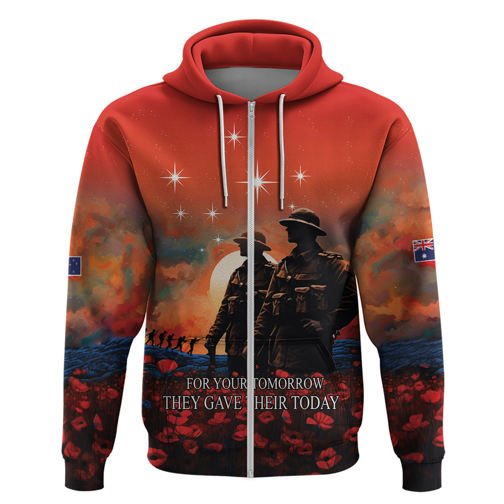 New Zealand ANZAC The Stars of Matariki Zip Hoodie For Your Tomorrow They Gave Their Today