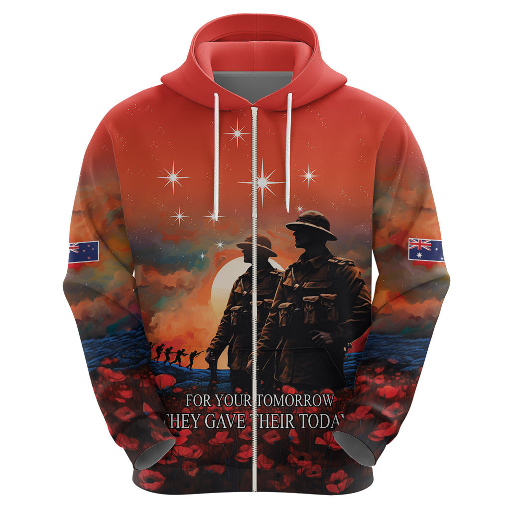 New Zealand ANZAC The Stars of Matariki Zip Hoodie For Your Tomorrow They Gave Their Today