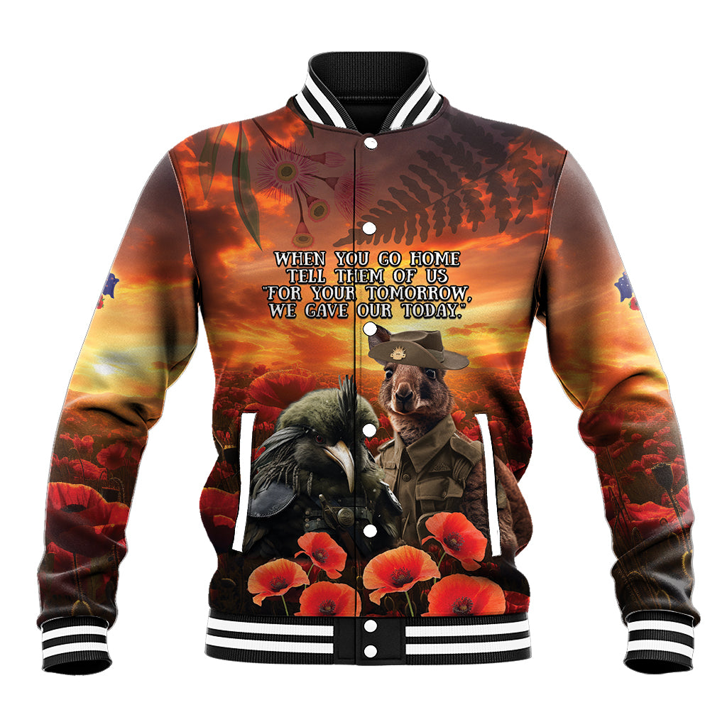 Kangaroo and Kiwi Soldier ANZAC Baseball Jacket The Last War Memorial