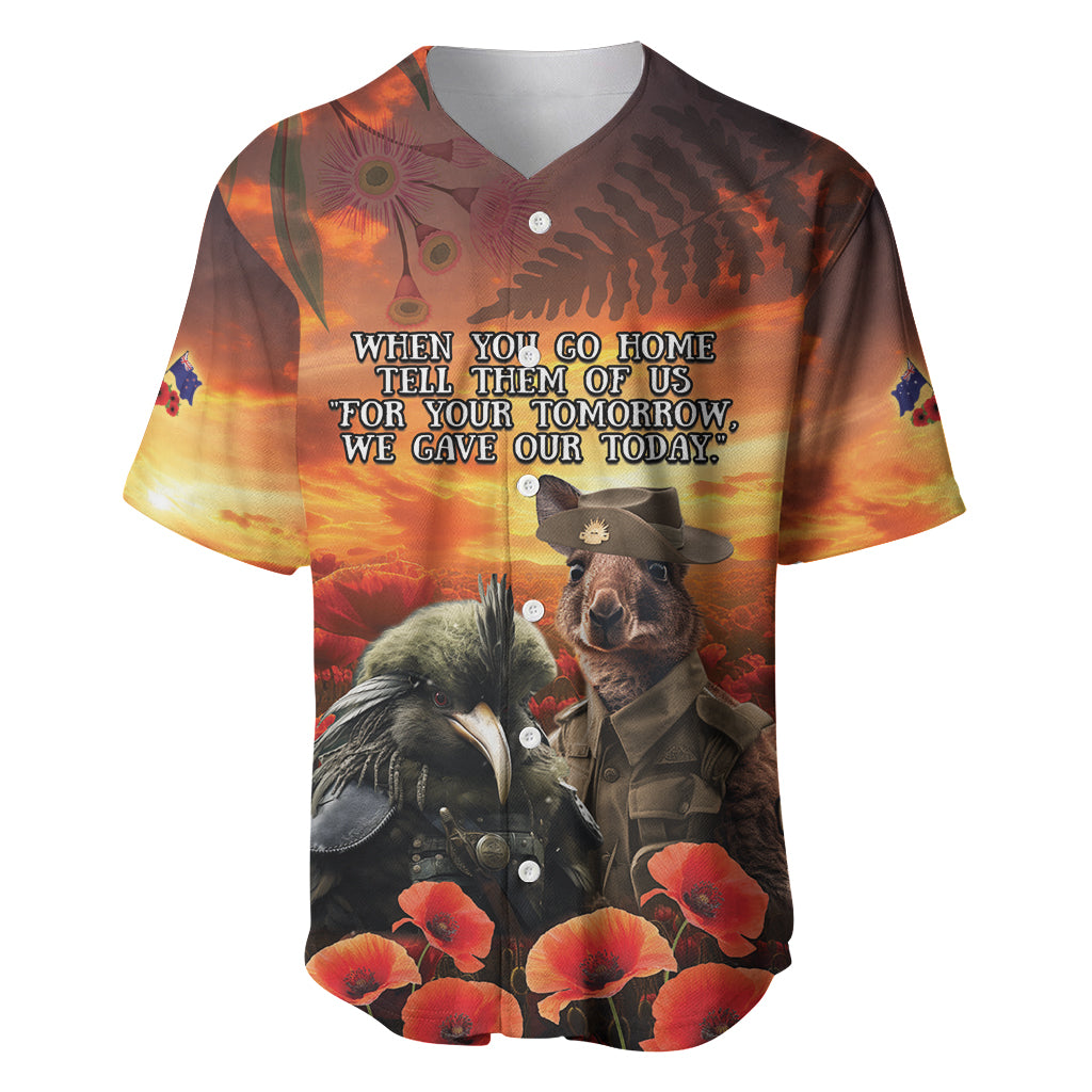 Kangaroo and Kiwi Soldier ANZAC Baseball Jersey The Last War Memorial