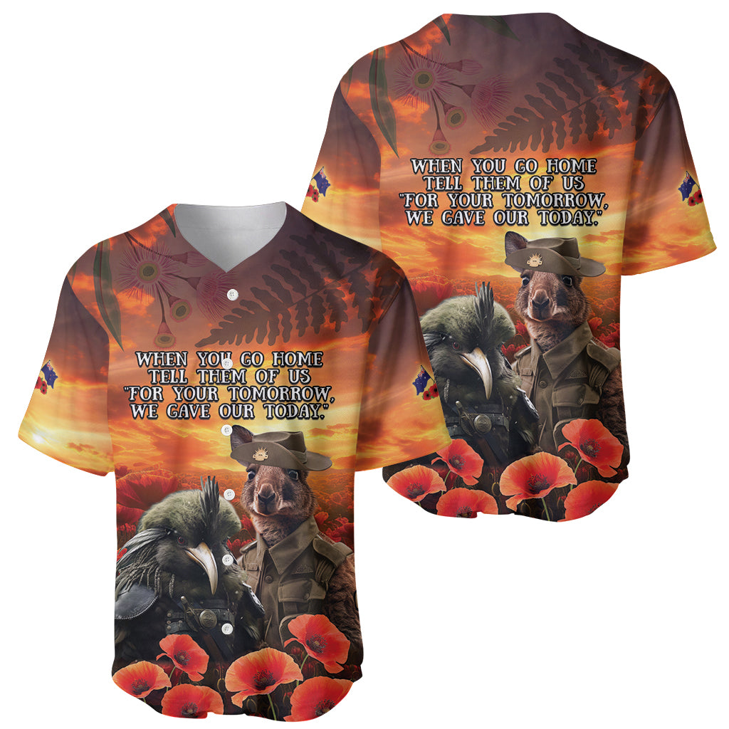 Kangaroo and Kiwi Soldier ANZAC Baseball Jersey The Last War Memorial