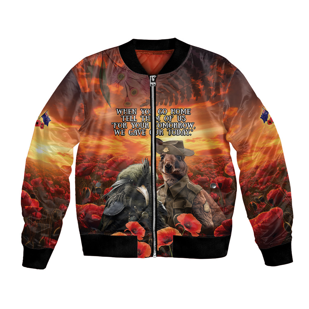 Kangaroo and Kiwi Soldier ANZAC Bomber Jacket The Last War Memorial