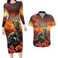 Kangaroo and Kiwi Soldier ANZAC Couples Matching Long Sleeve Bodycon Dress and Hawaiian Shirt The Last War Memorial