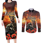Kangaroo and Kiwi Soldier ANZAC Couples Matching Long Sleeve Bodycon Dress and Long Sleeve Button Shirt The Last War Memorial