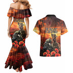 Kangaroo and Kiwi Soldier ANZAC Couples Matching Mermaid Dress and Hawaiian Shirt The Last War Memorial