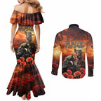 Kangaroo and Kiwi Soldier ANZAC Couples Matching Mermaid Dress and Long Sleeve Button Shirt The Last War Memorial
