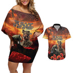 Kangaroo and Kiwi Soldier ANZAC Couples Matching Off Shoulder Short Dress and Hawaiian Shirt The Last War Memorial