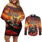 Kangaroo and Kiwi Soldier ANZAC Couples Matching Off Shoulder Short Dress and Long Sleeve Button Shirt The Last War Memorial