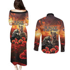 Kangaroo and Kiwi Soldier ANZAC Couples Matching Puletasi and Long Sleeve Button Shirt The Last War Memorial