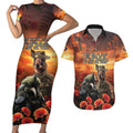 Kangaroo and Kiwi Soldier ANZAC Couples Matching Short Sleeve Bodycon Dress and Hawaiian Shirt The Last War Memorial