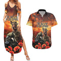 Kangaroo and Kiwi Soldier ANZAC Couples Matching Summer Maxi Dress and Hawaiian Shirt The Last War Memorial