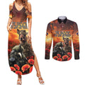 Kangaroo and Kiwi Soldier ANZAC Couples Matching Summer Maxi Dress and Long Sleeve Button Shirt The Last War Memorial