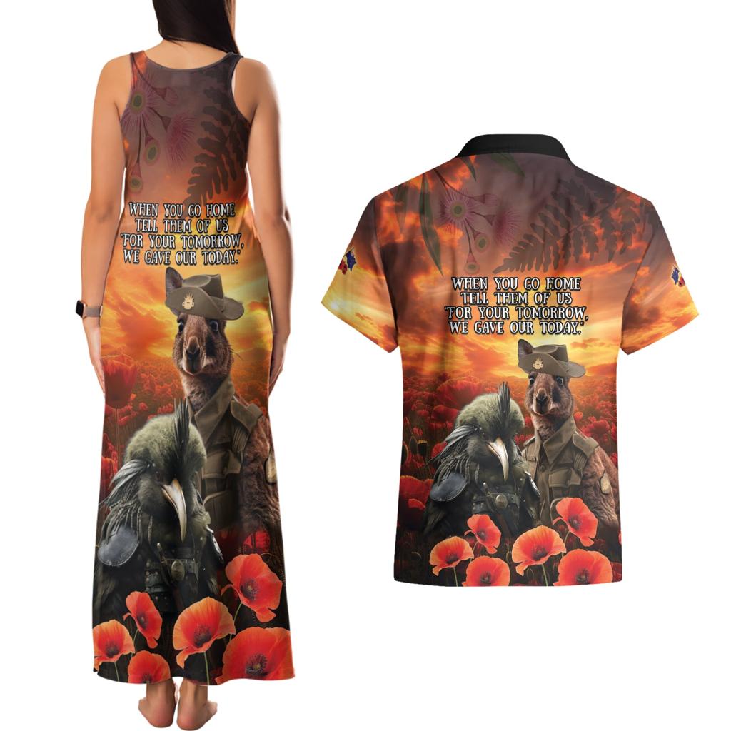 Kangaroo and Kiwi Soldier ANZAC Couples Matching Tank Maxi Dress and Hawaiian Shirt The Last War Memorial