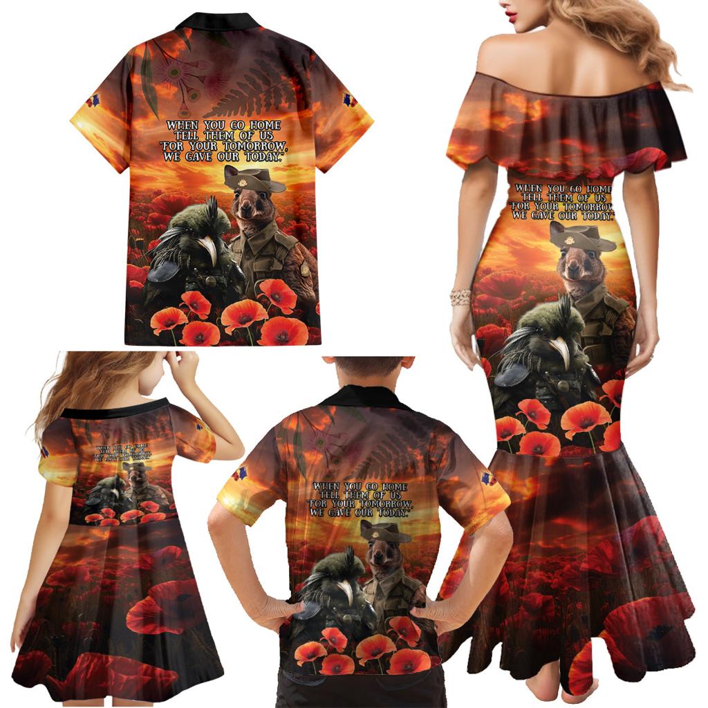 Kangaroo and Kiwi Soldier ANZAC Family Matching Mermaid Dress and Hawaiian Shirt The Last War Memorial