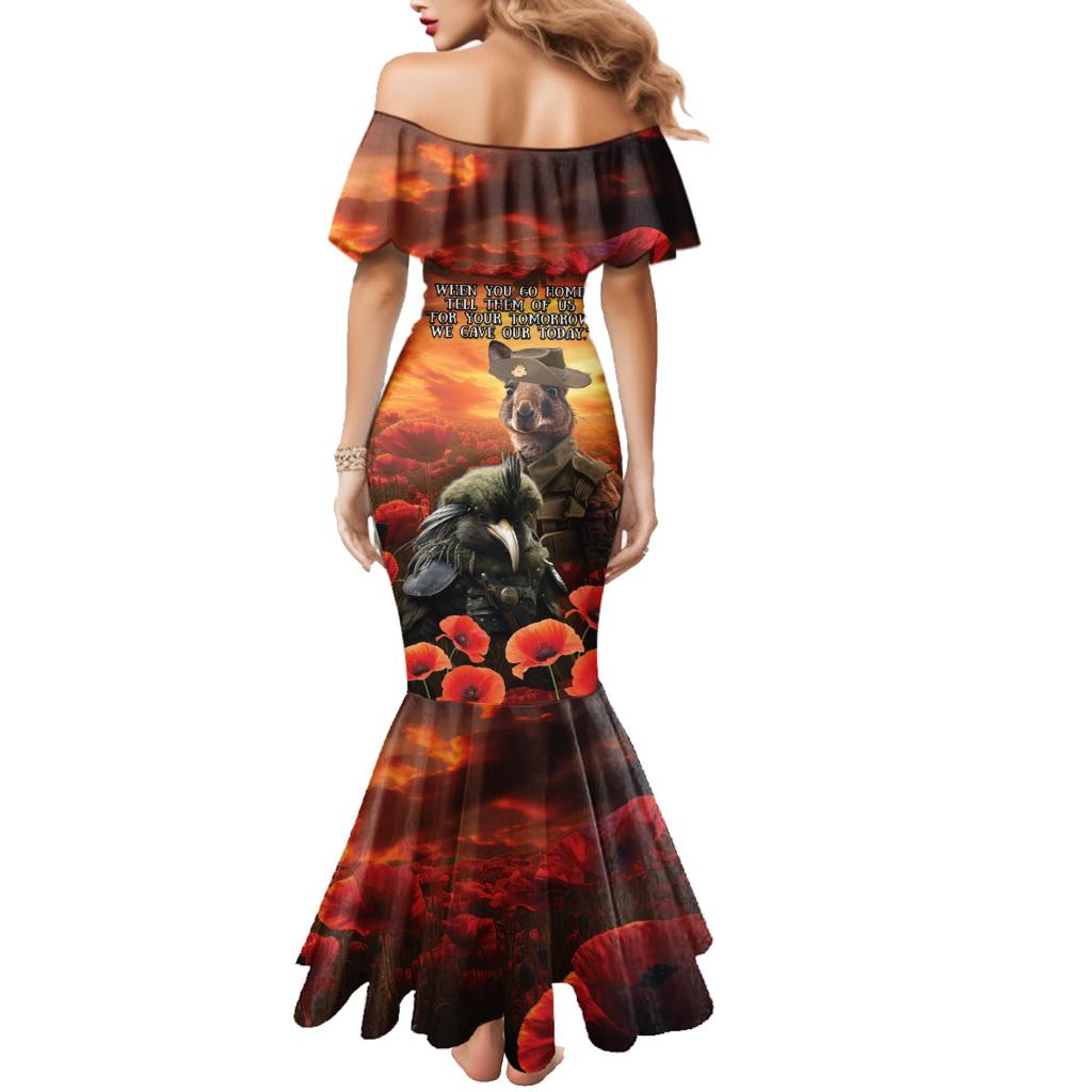 Kangaroo and Kiwi Soldier ANZAC Family Matching Mermaid Dress and Hawaiian Shirt The Last War Memorial