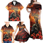 Kangaroo and Kiwi Soldier ANZAC Family Matching Off Shoulder Maxi Dress and Hawaiian Shirt The Last War Memorial