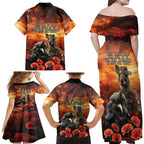 Kangaroo and Kiwi Soldier ANZAC Family Matching Off Shoulder Maxi Dress and Hawaiian Shirt The Last War Memorial