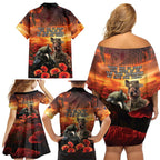 Kangaroo and Kiwi Soldier ANZAC Family Matching Off Shoulder Short Dress and Hawaiian Shirt The Last War Memorial