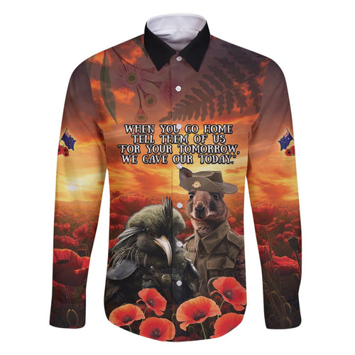 Kangaroo and Kiwi Soldier ANZAC Family Matching Off Shoulder Short Dress and Hawaiian Shirt The Last War Memorial
