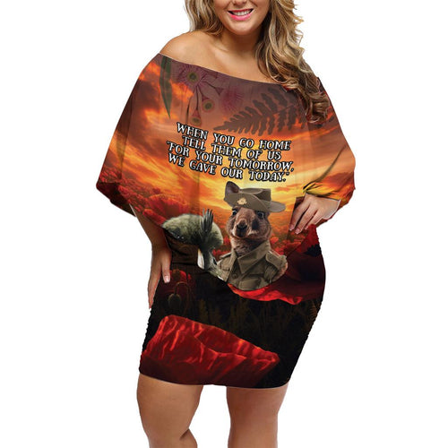Kangaroo and Kiwi Soldier ANZAC Family Matching Off Shoulder Short Dress and Hawaiian Shirt The Last War Memorial