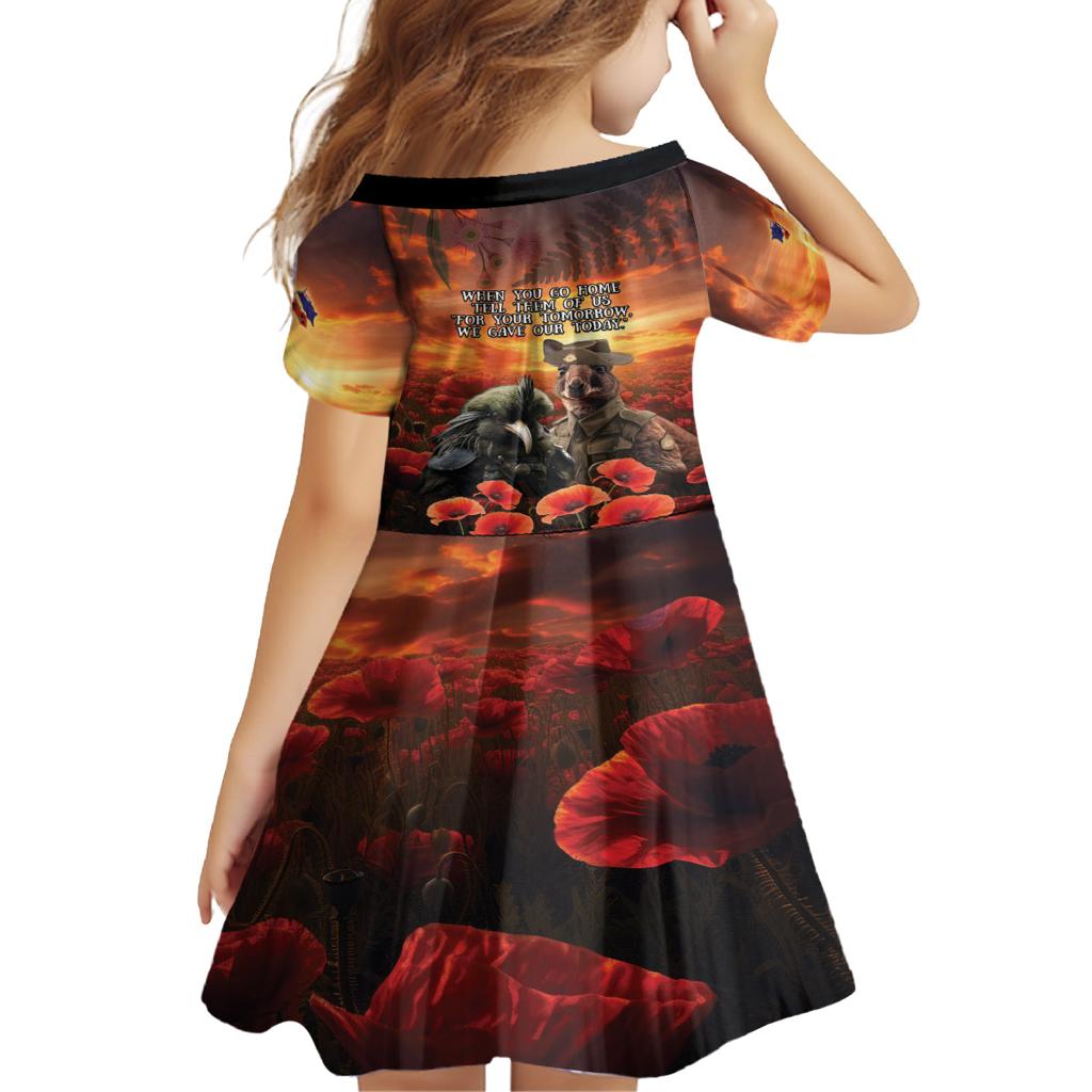 Kangaroo and Kiwi Soldier ANZAC Family Matching Summer Maxi Dress and Hawaiian Shirt The Last War Memorial