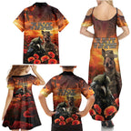 Kangaroo and Kiwi Soldier ANZAC Family Matching Summer Maxi Dress and Hawaiian Shirt The Last War Memorial