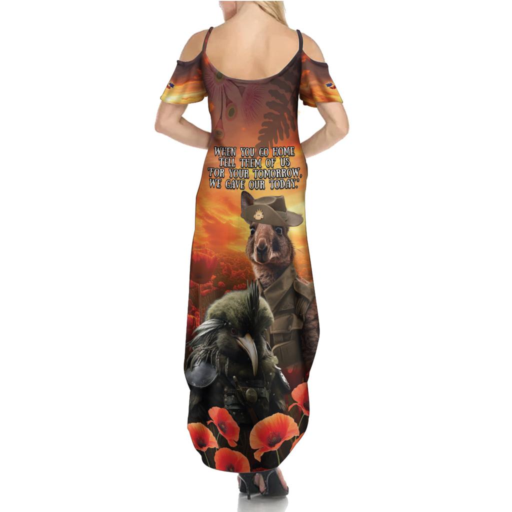 Kangaroo and Kiwi Soldier ANZAC Family Matching Summer Maxi Dress and Hawaiian Shirt The Last War Memorial