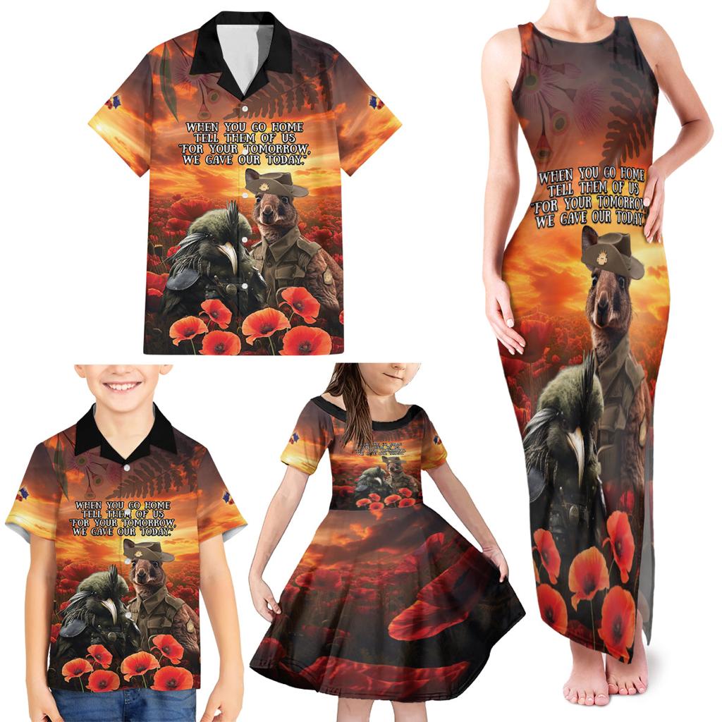 Kangaroo and Kiwi Soldier ANZAC Family Matching Tank Maxi Dress and Hawaiian Shirt The Last War Memorial