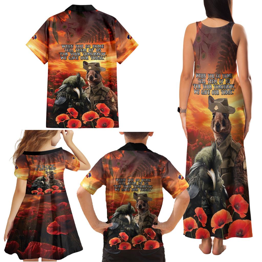 Kangaroo and Kiwi Soldier ANZAC Family Matching Tank Maxi Dress and Hawaiian Shirt The Last War Memorial