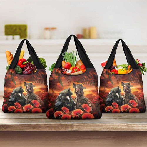 Kangaroo and Kiwi Soldier ANZAC Grocery Bag The Last War Memorial