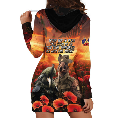 Kangaroo and Kiwi Soldier ANZAC Hoodie Dress The Last War Memorial