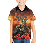 Kangaroo and Kiwi Soldier ANZAC Kid Hawaiian Shirt The Last War Memorial