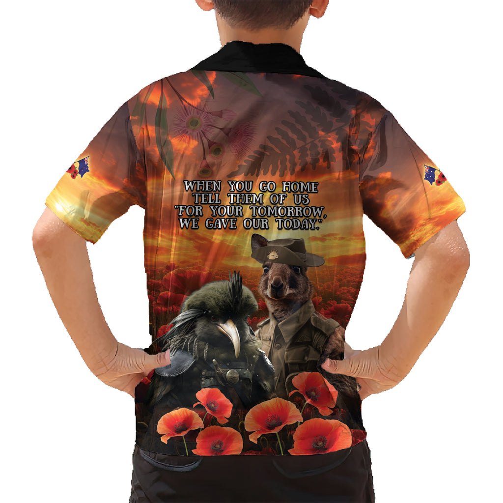 Kangaroo and Kiwi Soldier ANZAC Kid Hawaiian Shirt The Last War Memorial