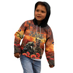 Kangaroo and Kiwi Soldier ANZAC Kid Hoodie The Last War Memorial