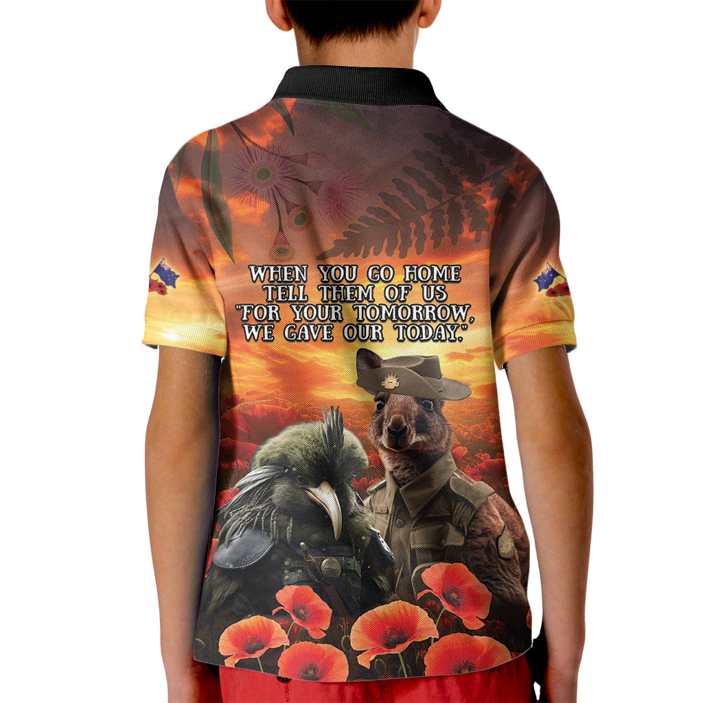 Kangaroo and Kiwi Soldier ANZAC Kid Polo Shirt The Last War Memorial