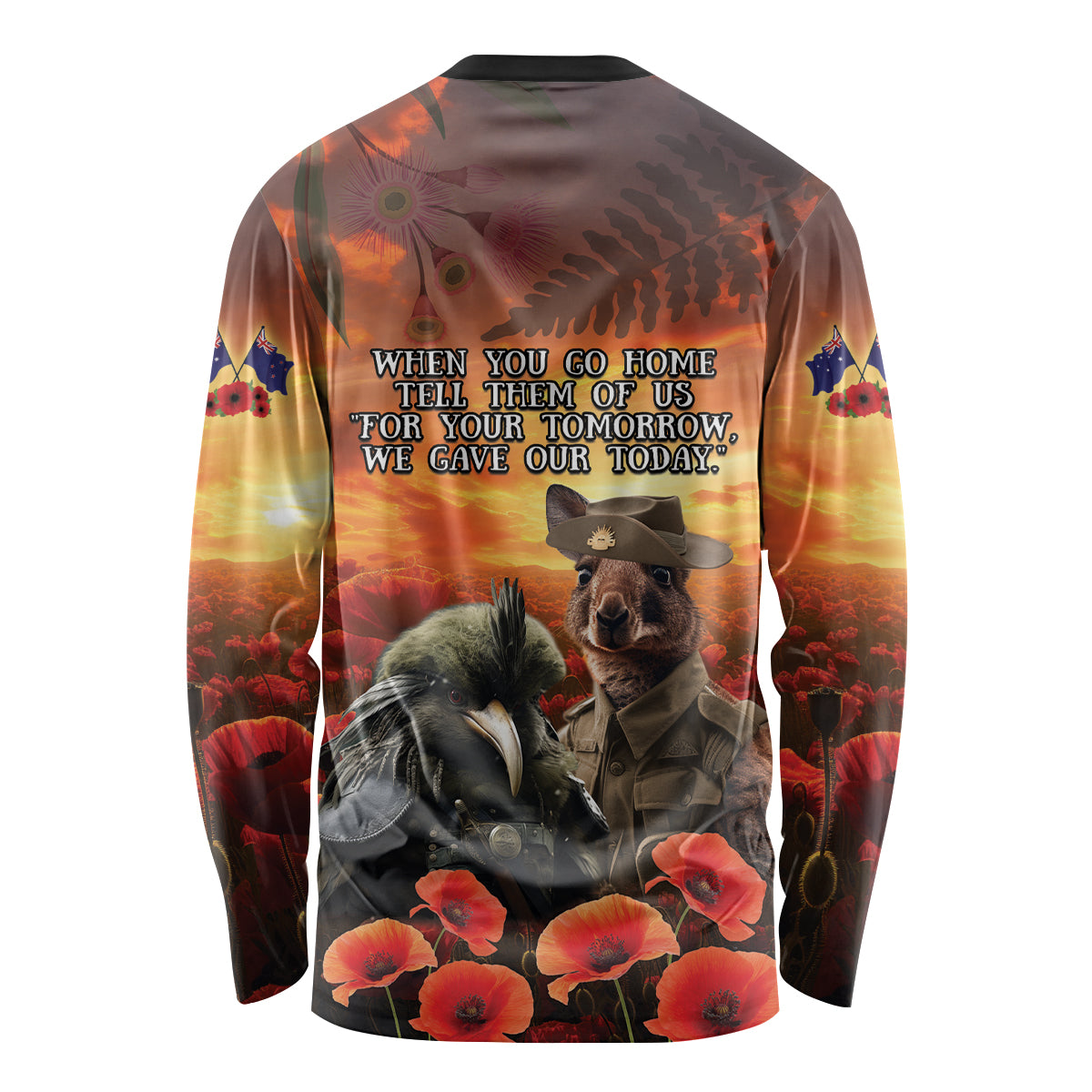 Kangaroo and Kiwi Soldier ANZAC Long Sleeve Shirt The Last War Memorial