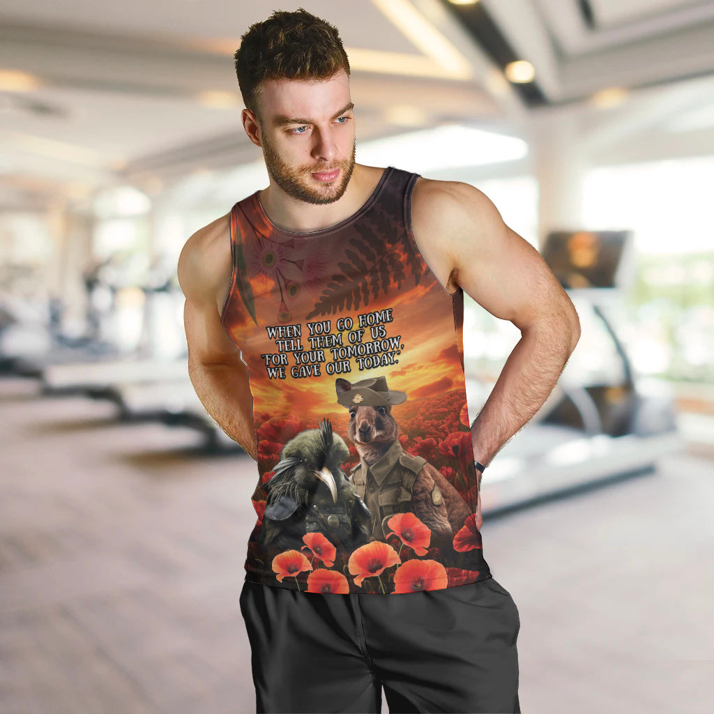 Kangaroo and Kiwi Soldier ANZAC Men Tank Top The Last War Memorial
