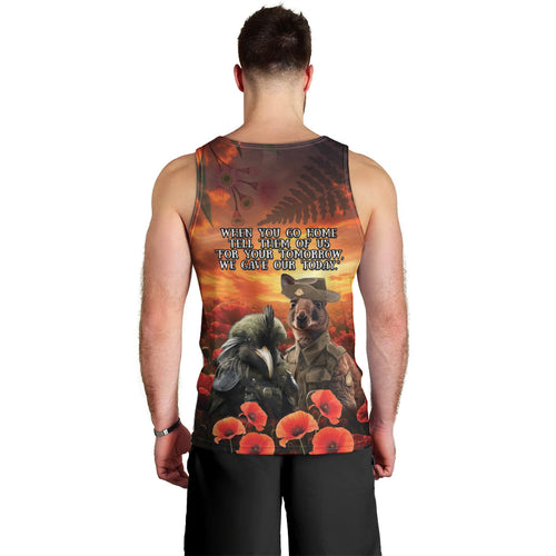 Kangaroo and Kiwi Soldier ANZAC Men Tank Top The Last War Memorial
