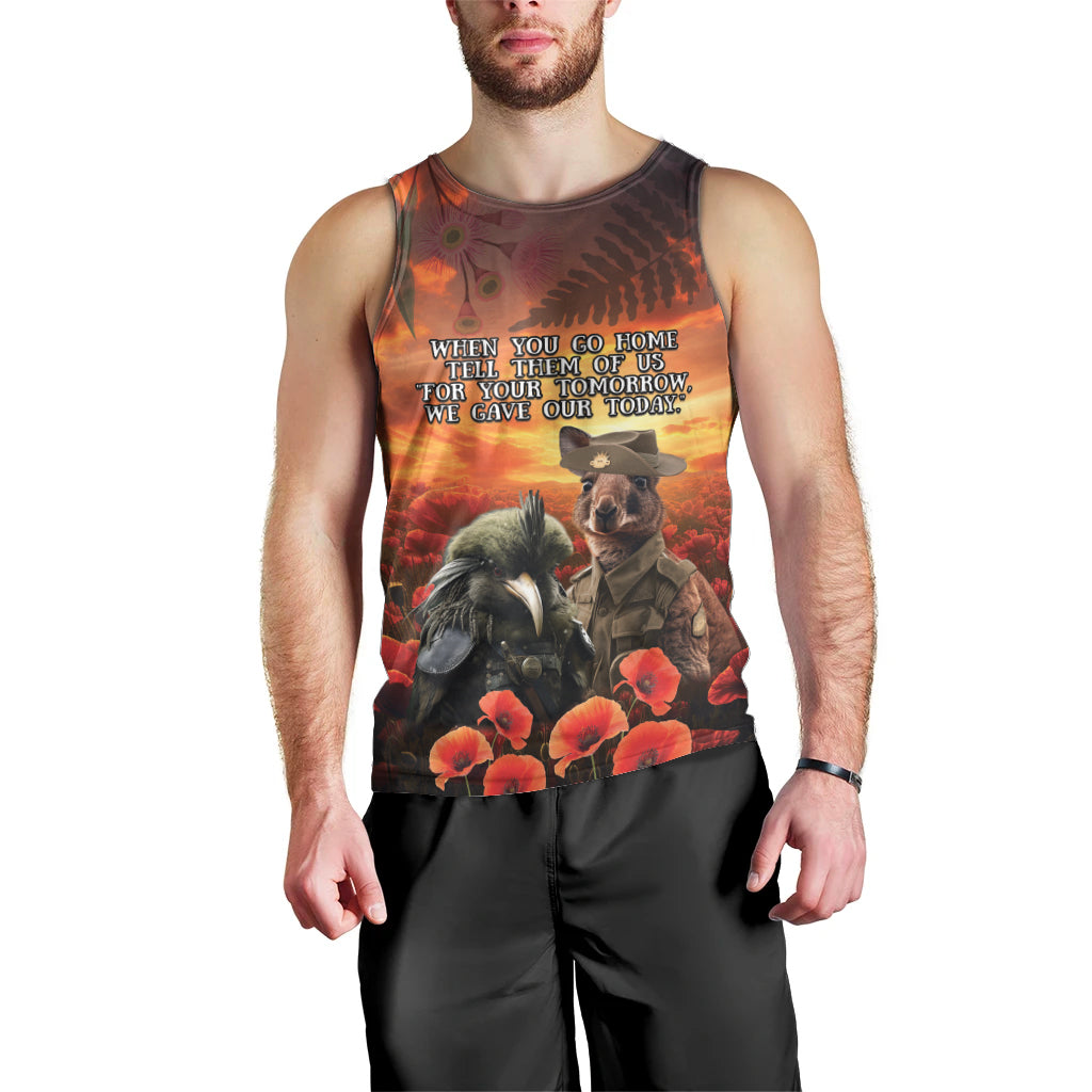 Kangaroo and Kiwi Soldier ANZAC Men Tank Top The Last War Memorial
