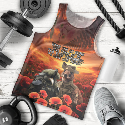 Kangaroo and Kiwi Soldier ANZAC Men Tank Top The Last War Memorial