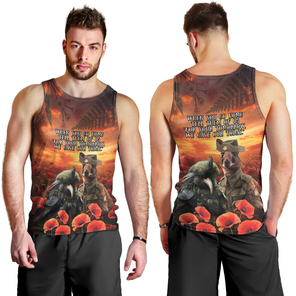 Kangaroo and Kiwi Soldier ANZAC Men Tank Top The Last War Memorial