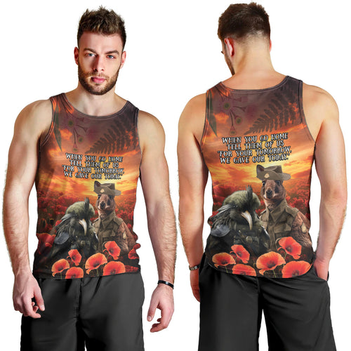 Kangaroo and Kiwi Soldier ANZAC Men Tank Top The Last War Memorial