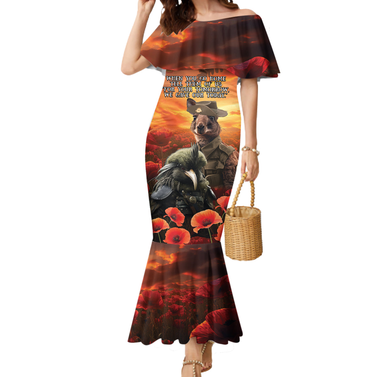 Kangaroo and Kiwi Soldier ANZAC Mermaid Dress The Last War Memorial