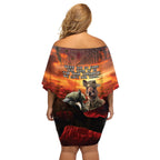 Kangaroo and Kiwi Soldier ANZAC Off Shoulder Short Dress The Last War Memorial