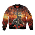 Kangaroo and Kiwi Soldier ANZAC Sleeve Zip Bomber Jacket The Last War Memorial