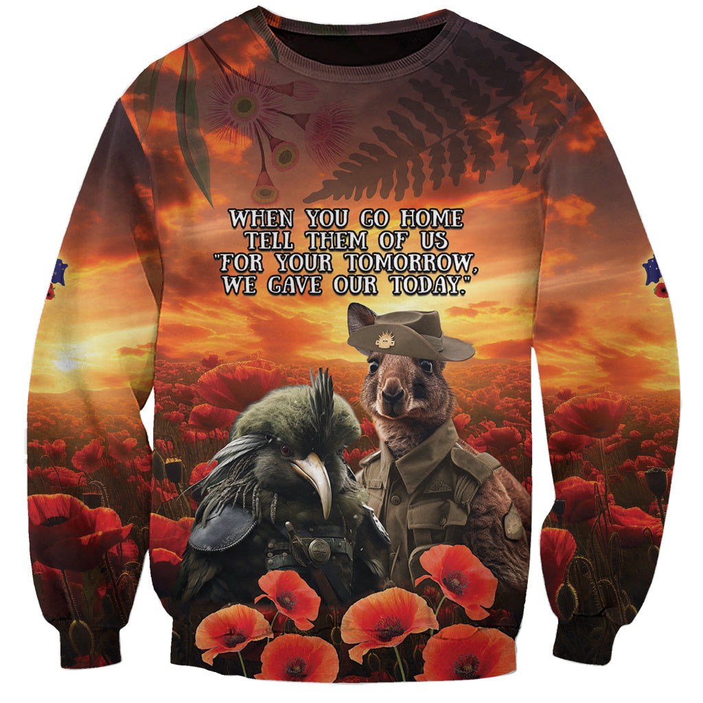 Kangaroo and Kiwi Soldier ANZAC Sweatshirt The Last War Memorial