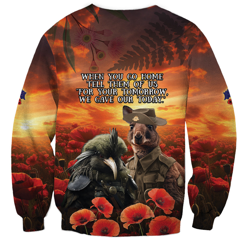 Kangaroo and Kiwi Soldier ANZAC Sweatshirt The Last War Memorial