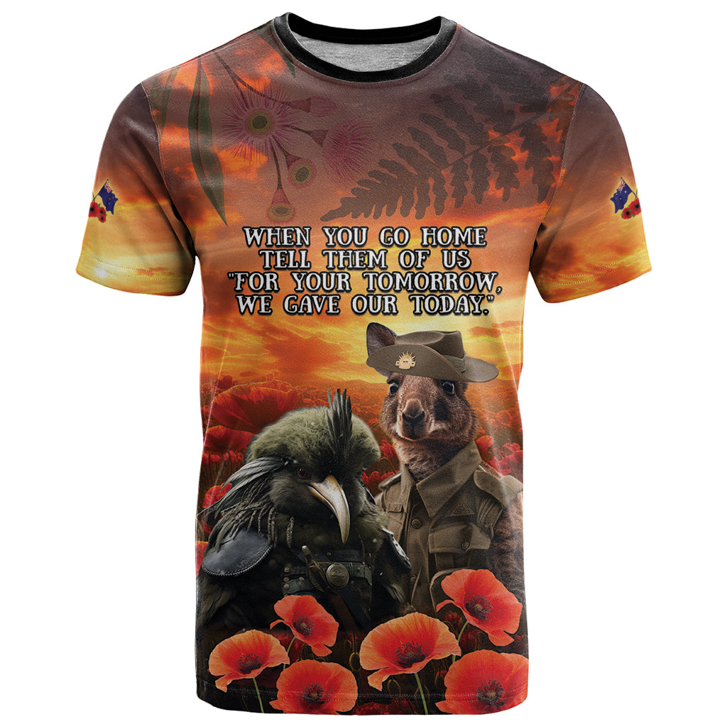 Kangaroo and Kiwi Soldier ANZAC T Shirt The Last War Memorial