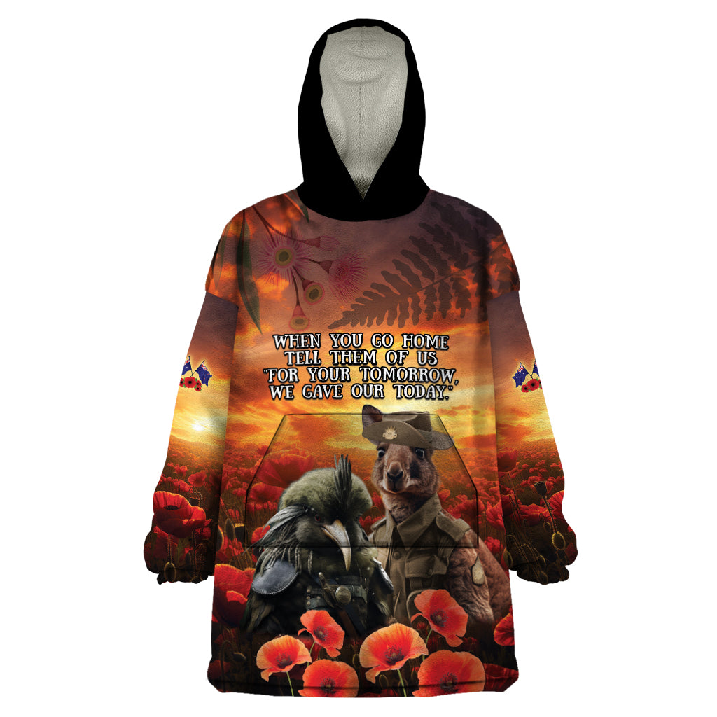 Kangaroo and Kiwi Soldier ANZAC Wearable Blanket Hoodie The Last War Memorial