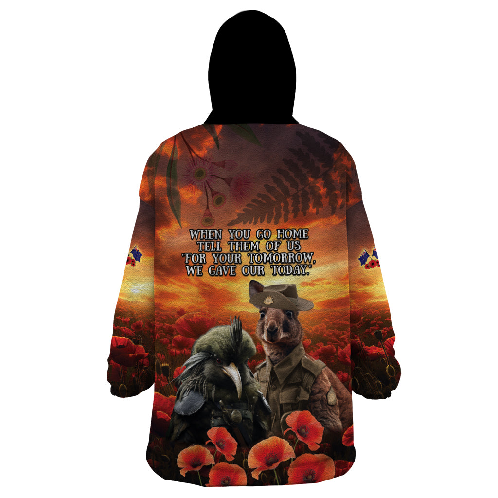 Kangaroo and Kiwi Soldier ANZAC Wearable Blanket Hoodie The Last War Memorial